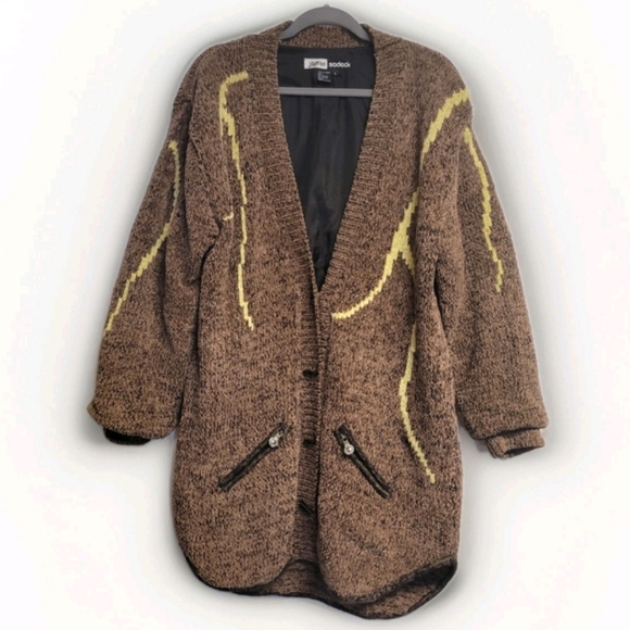 jamie sadock Jackets & Blazers - Vintage 90's Jamie Sadock Brown Chunky Knit Sweater Teddy Jacket Large
